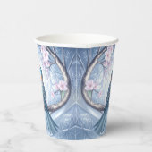 Blaue Vogel-Blumen-Papierbecher Pappbecher (Rechts)