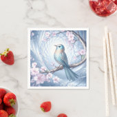 Blaue Vogel-Blumen-Servietten Serviette (Beispiel)