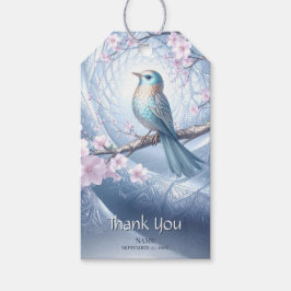 Blaue Vogel-Blumengeschenkkarte Geschenkanhänger