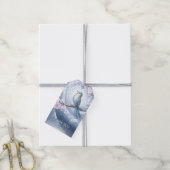 Blaue Vogel-Blumengeschenkkarte Geschenkanhänger (Mit Garn)