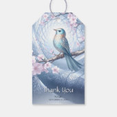 Blaue Vogel-Blumengeschenkkarte Geschenkanhänger (Rückseite)