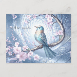 Blaue Vogel-Blumenpostkarte Postkarte