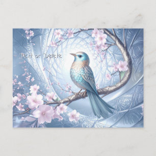 Blaue Vogel-Blumenpostkarte Postkarte