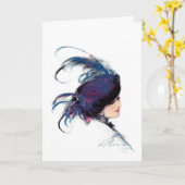 Blaue-Vogel-Dame Karte (Gelbe Blume)