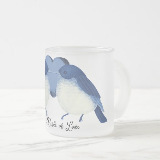 Blaue Vögel der Liebe Mattglastasse (VorderseiteRechts)