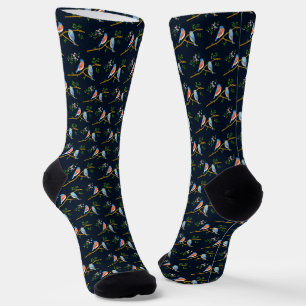 Blaue Vögel Dunkelblau Socken