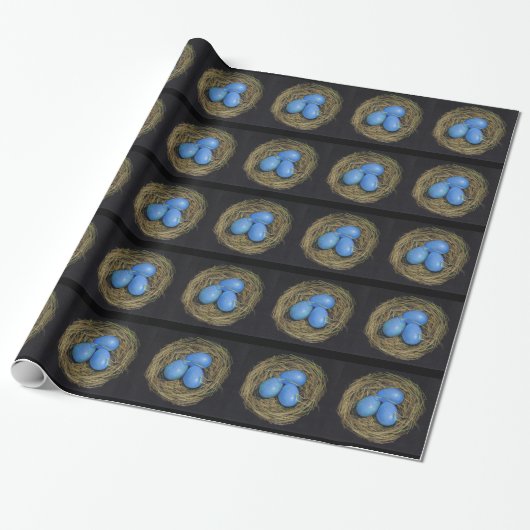 Blaue Vogel-Eier, Nest: Ursprüngliche Geschenkpapier (Ungerollt)
