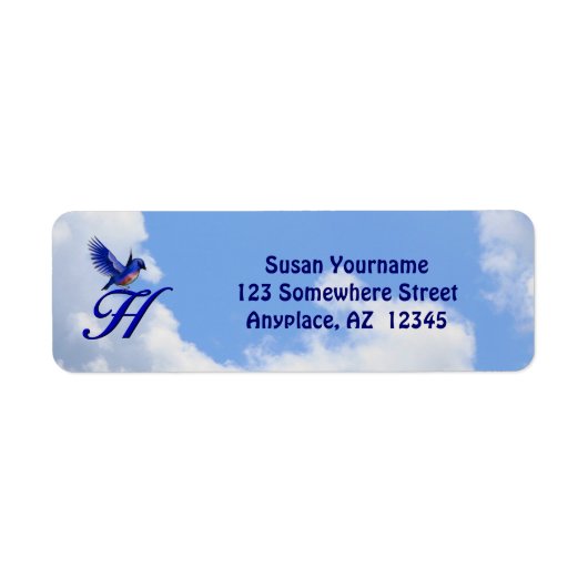 Blaue-Vogel Elegante Monogramm-Initiale H Rücksend (Vorne)