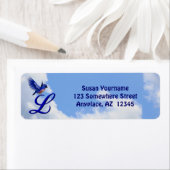 Blaue Vogel Elegante Monogramm-Initiale L Rücksend (Insitu)