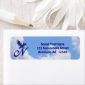Blaue Vogel Elegante Monogramm-Initiale N Rücksend (Insitu)
