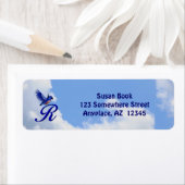 Blaue Vogel Elegante Monogramm-Initiale R Rücksend (Insitu)