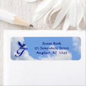 Blaue-Vogel Elegantes Monogramm Anfangs T Adresse (Insitu)