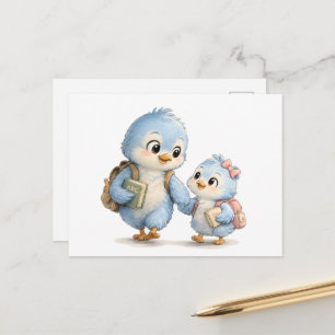 Blaue Vogel-Familien-Freundschafts-Grußkarte Postkarte