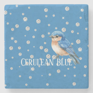Blaue Vogel-Faux-Diamanten in Cerulean Steinuntersetzer