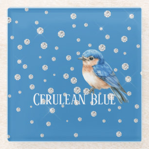 Blaue Vogel-Fauxdiamanten in Cerulean Glasuntersetzer