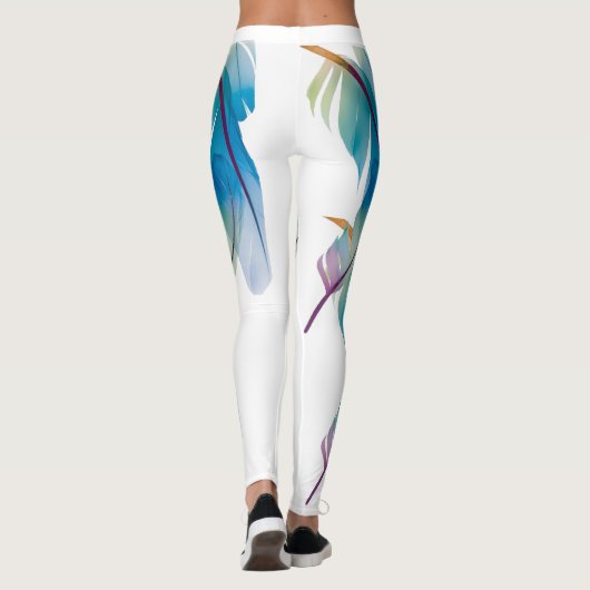 Blaue Vogel-Feder-populäre Leggings (Rückseite)