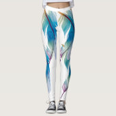 Blaue Vogel-Feder-populäre Leggings (Vorderseite)