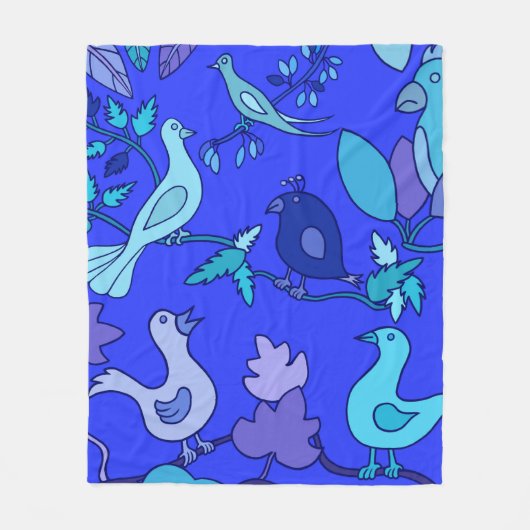 Blaue Vögel Fleecedecke (Vorderseite)