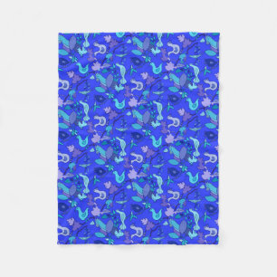Blaue Vögel Fleecedecke