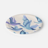 Blaue Vögel fliegen | Moderne Aquarellmalerei Pappteller (Schrägansicht)