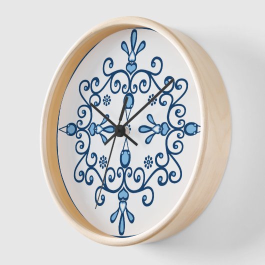 Blaue Vögel Folkloredesign große Uhr (Winkel)