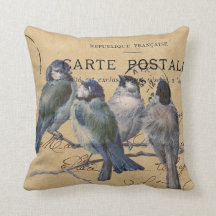 Blaue Vögel, französische Postkarte, Shabby Chic