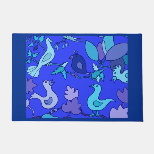 Blaue Vögel Fußmatte (Vorderseite)