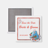Blaue Vogel-Gastgeschenk Hochzeit oder Save the Da Magnet (Vorderseite/Rückseite)