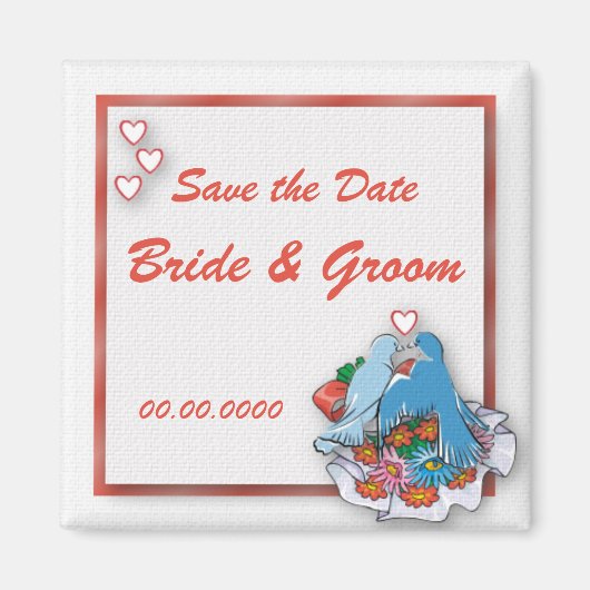 Blaue Vogel-Gastgeschenk Hochzeit oder Save the Da Magnet (Vorne)