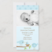 Blaue Vögel - Geburtsankündigung Ankündigung (Vorderseite)