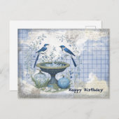 Blaue Vögel Geburtstagskollage Postkarte (Vorne/Hinten)