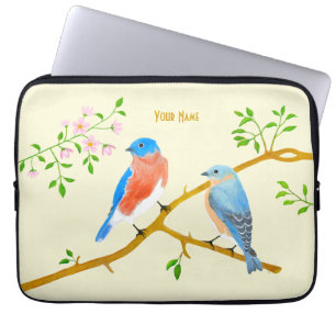 Blaue Vögel Gelbe Laptop-Hülle Laptopschutzhülle