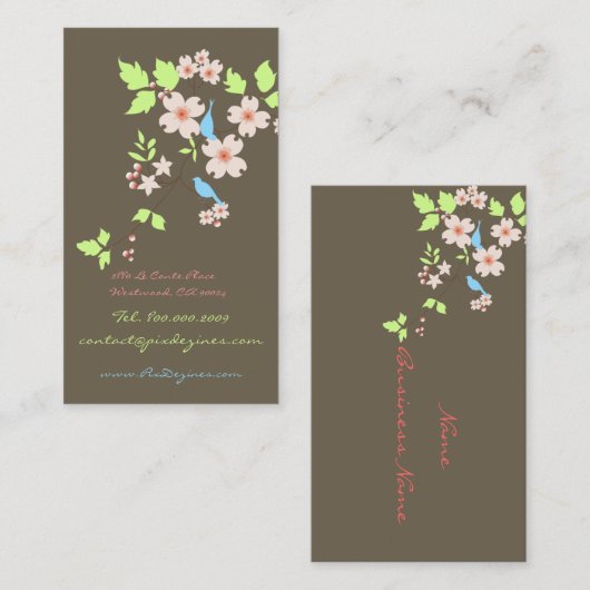 Blaue Vögel + geometische Ringe DICHTE Farbhinterg Visitenkarte (Vorne/Hinten)