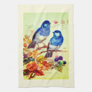 Blaue Vögel Geschirrtuch