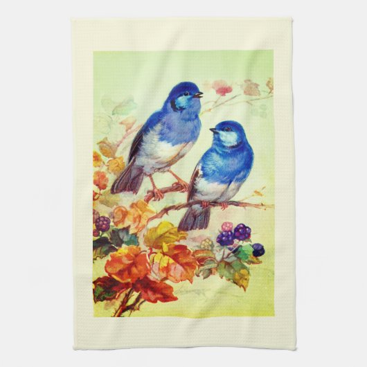 Blaue Vögel Geschirrtuch (Vertikal)