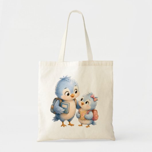 Blaue Vogel-Geschwister Canvas Shopper Tragetasche (Vorne)