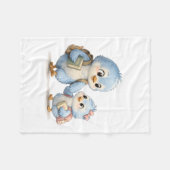 Blaue Vogel-Geschwister-Plüschdecke Fleecedecke (Vorderseite (Horizontal))