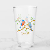 Blaue Vögel Glas (Rückseite)