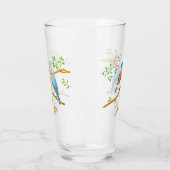 Blaue Vögel Glas (Links)