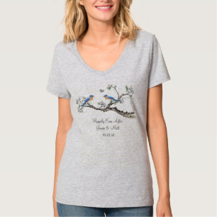 Blaue Vögel Glücklich Bis Ans Ende Braut T-Shirt