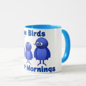 Blaue Vögel, helle Morgens Tasse (VorderseiteRechts)