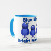 Blaue Vögel, helle Morgens Tasse (Vorderseite Links)