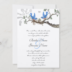 Blaue Vogel Hochzeitskarten im Vintage-Stil Einladung
