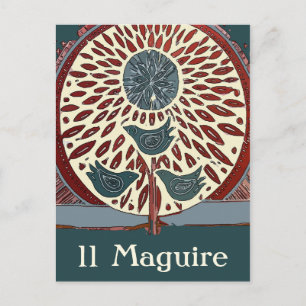 Blaue Vögel im Baum Abstrakt 11 Maguire Postkarte