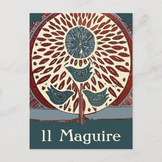 Blaue Vögel im Baum Abstrakt 11 Maguire Postkarte (Vorderseite)