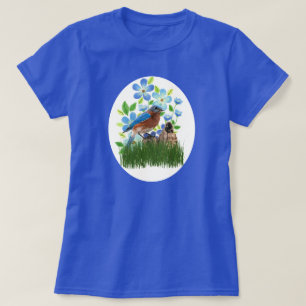 Blaue Vogel im Blumengarten / Vogel Liebhaber T-Shirt
