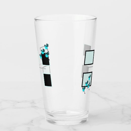 Blaue Vögel im Flug Glas (Links)