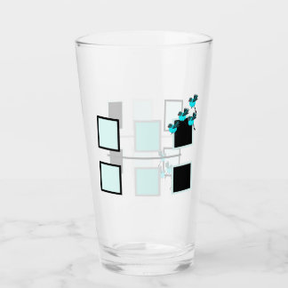 Blaue Vögel im Flug Glas