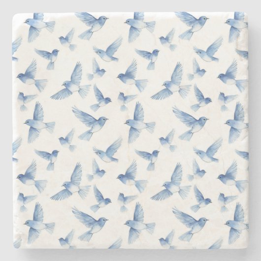 Blaue Vögel im Flug Steinuntersetzer (Vorderseite)