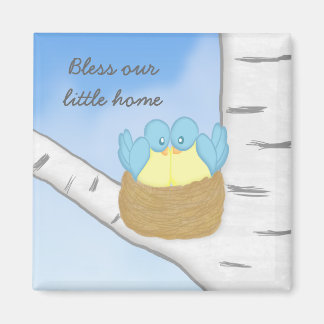 Blaue Vögel im Nest Magnet